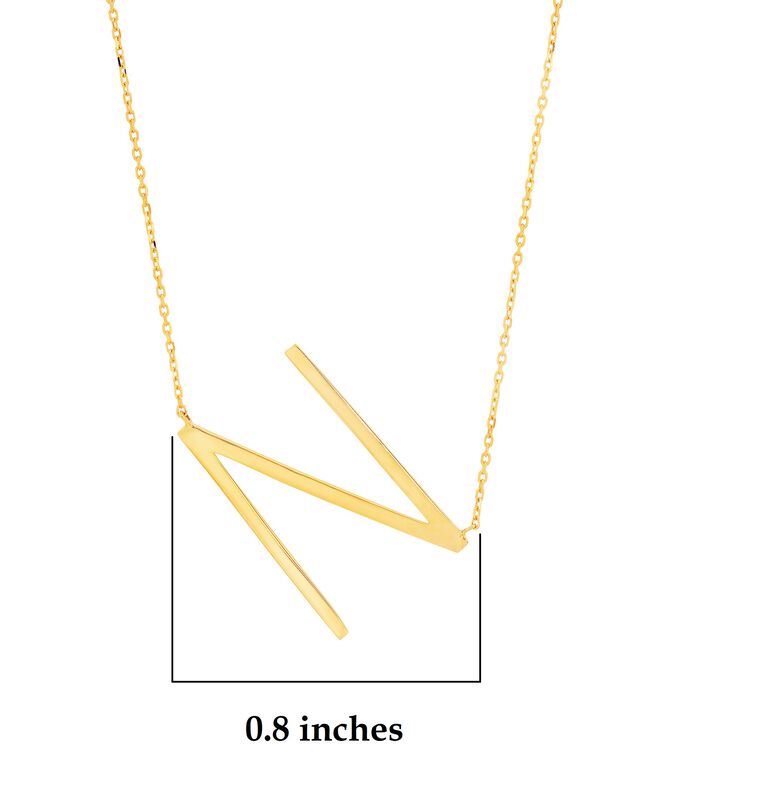 Sideways Block Initial N Necklace in 10k Yellow Gold image number null