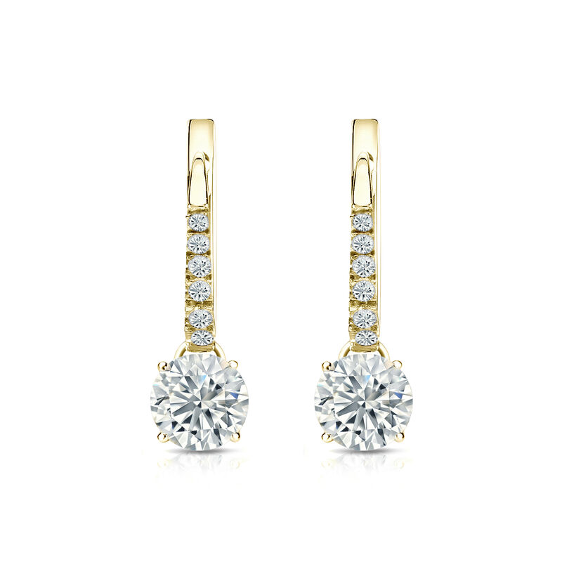 Diamond 1ctw. 4-Prong Round Drop Earrings in 14k Yellow Gold VS2 Clarity image number null