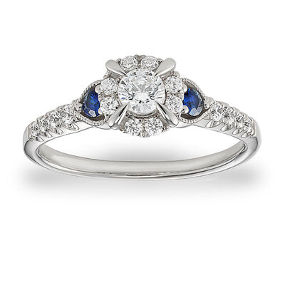 Charlie. Diamond & Sapphire Engagement Ring in 14k White Gold