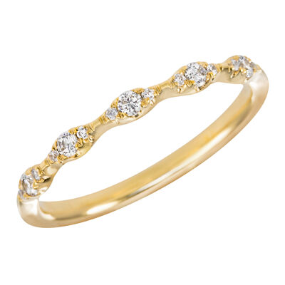 Brilliant-Cut .15ctw. Diamond Three-Stone Station Stackable Ring in 10k Yellow Gold