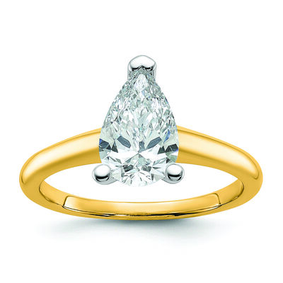 Pear-Shaped 2ct. FGH VS SI Certified Lab Grown Solitaire Engagement Ring in 14k Yellow Gold