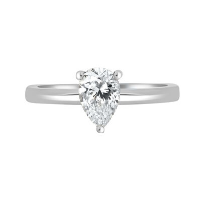 Pear-Shaped Lab Grown 1 1/4ct. FG VS Diamond Hidden Halo Solitaire Engagement Ring in 14k White Gold