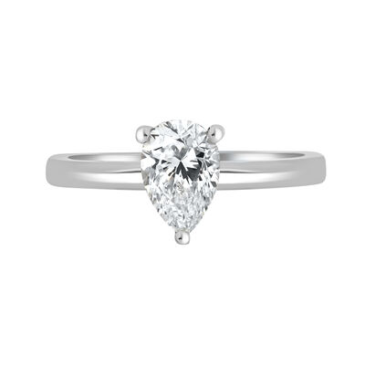 Pear-Shaped Lab Grown 1 1/2ct. FG VS Diamond Hidden Halo Solitaire Engagement Ring in 14k White Gold