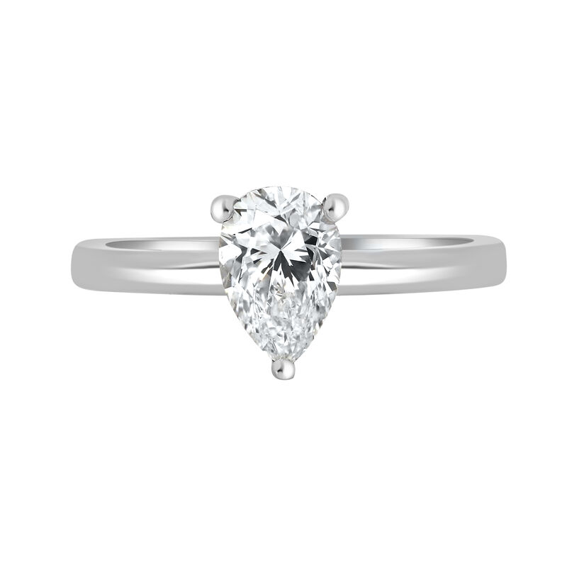 Pear-Shaped Lab Grown 1 1/2ct. FG VS Diamond Hidden Halo Solitaire Engagement Ring in 14k White Gold image number null