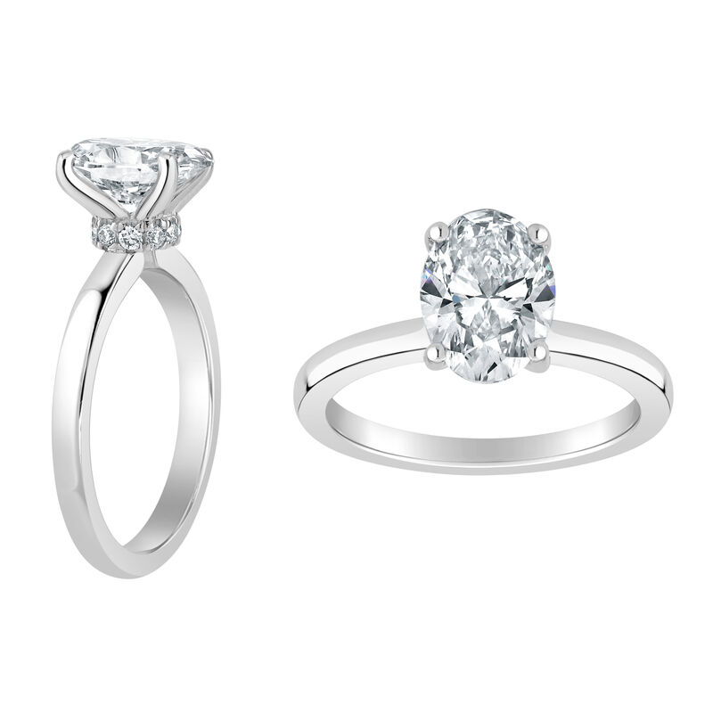 Oval-Cut Lab Grown 1 1/2ct. FG VS Diamond Ribbon Halo Solitaire Engagement Ring in 14k White Gold image number null