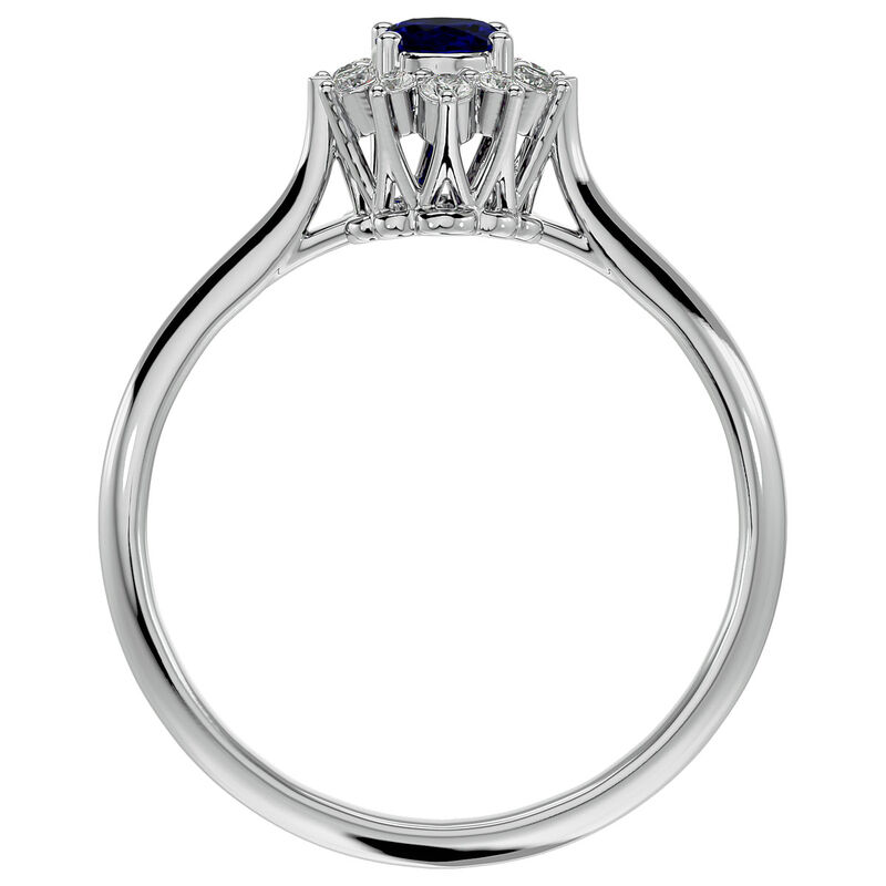 Oval-Cut Sapphire & Diamond Halo Ring in 14k White Gold image number null