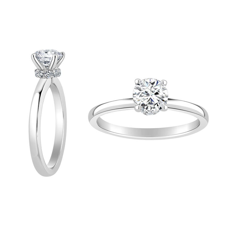 Brilliant-Cut Lab Grown 3/4ct. Diamond Ribbon Halo Solitaire Engagement Ring in 14k White Gold image number null