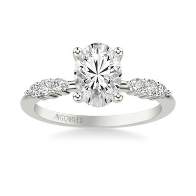 Vivi. ArtCarved Oval-Cut Diamond Engagement Ring Setting in 14k White Gold