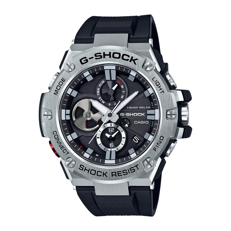 G-Shock Men's G-Steel Multifunction Stainless Steel Black Dial & Band 58mm Watch GSTB100-1A image number null