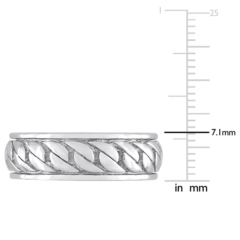 Men's 7.1mm Ribbed Design Ring in Sterling Silver image number null