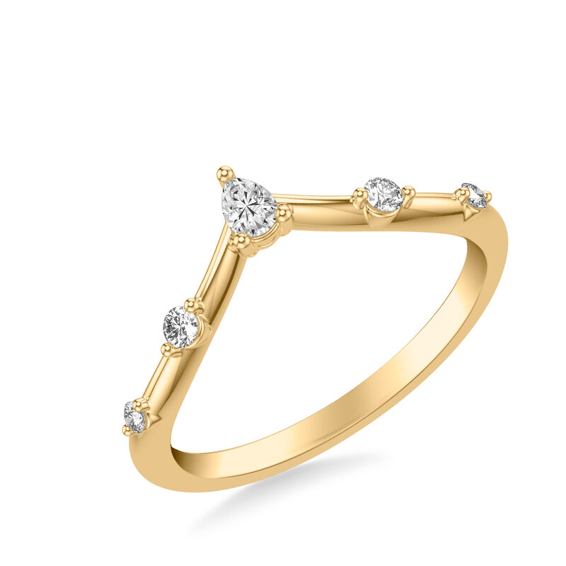 Haley. ArtCarved .09ctw. Brilliant & Pear-Shaped Diamond Wedding Band in 14k Yellow Gold image number null