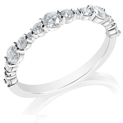 Brilliant-Cut Lab Grown 5/8ctw. Diamond Station Anniversary Band in 14k White Gold