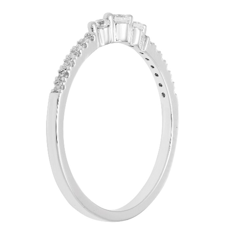 Brilliant-Cut 1/5ctw. Diamond Three-Stone Plus Stackable Ring in 10k White Gold image number null