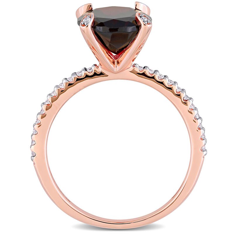 Oval-Cut Garnet and Diamond Ring in 10k Rose Gold image number null