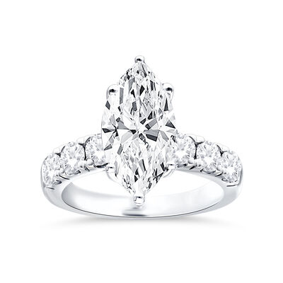 Marquise-Cut Lab Grown 4ctw. Diamond Straight Band Engagement Ring in 14k White Gold