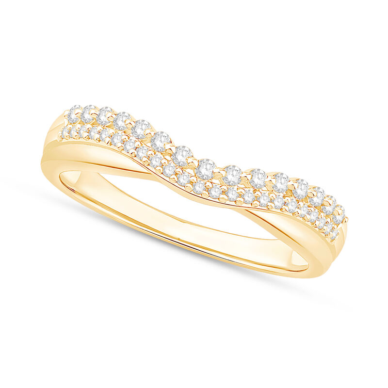 Brilliant-Cut 1/4ctw. Diamond Double Contour Band in 14k Yellow Gold image number null