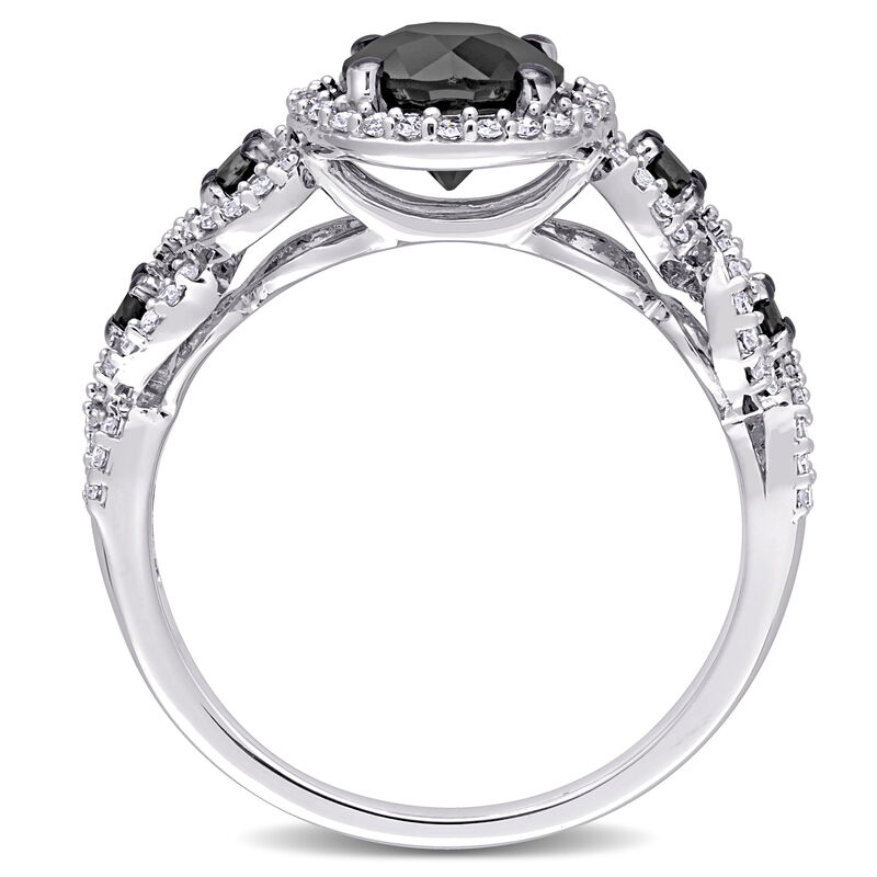 Black Diamond Halo Ring in 10k White Gold image number null