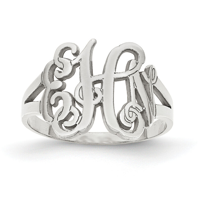 Laser Polished Split Shank Monogram Ring in Sterling Silver (up to 3  letters)