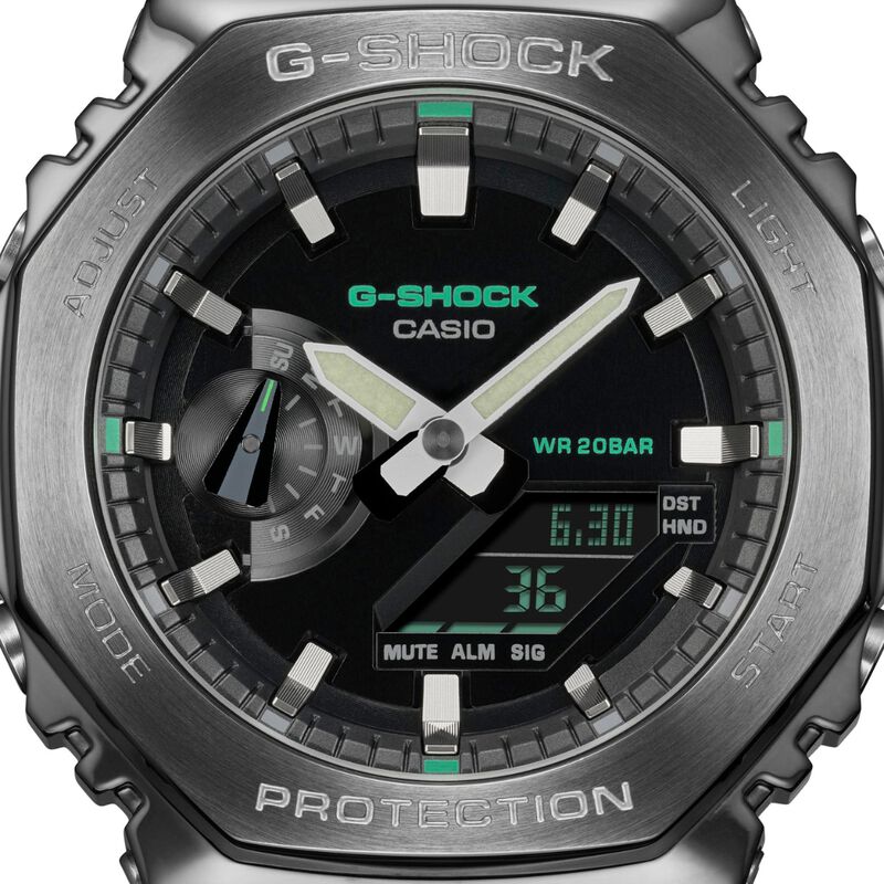 G-Shock Men's G-Steel Utility Metal Analog-Digital Metal Cover Green Fabric Band Watch GM2100CB-3A image number null