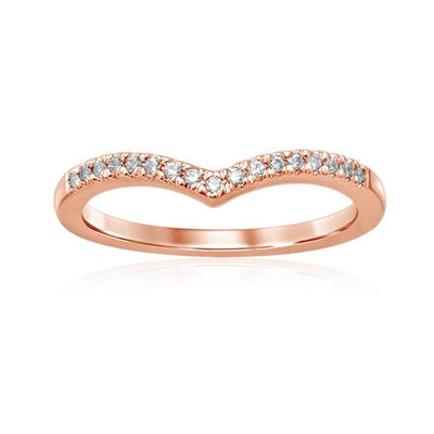 Diamond Stackable Wide V Band in 10k Rose Gold