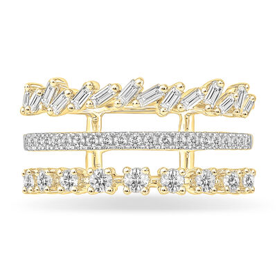 .75ctw. Diamond Multi Shape 3-Row Fashion Ring in 10k Two-Tone Gold