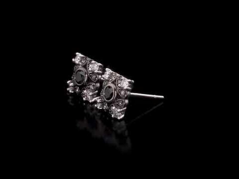 Everly Black & White Diamond Stud Earrings in 10k White Gold image number null