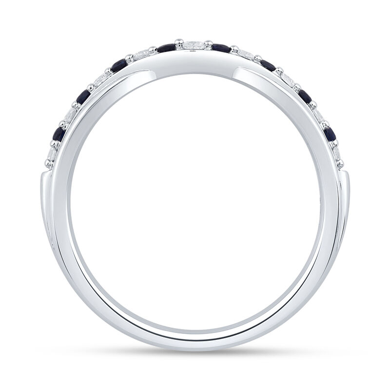 Brilliant-Cut 1/5ctw. Diamond Sapphire Contour Band in 14k White Gold image number null