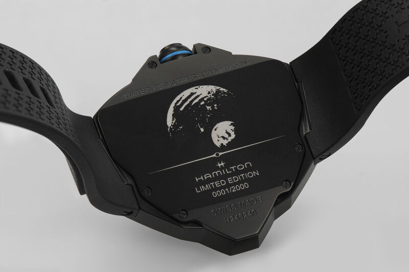 Hamilton Ventura Edge Dune Ltd. Ed. Matte Black PVD Black Dial with Blue Accents Quartz Watch H24624330 image number null