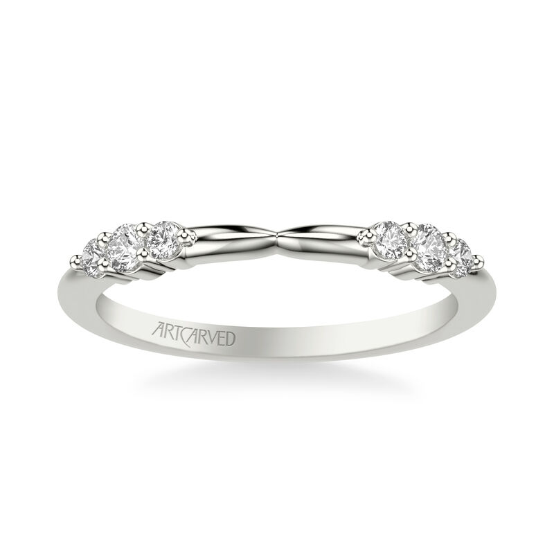 Vivi. ArtCarved 1/5ctw. Brilliant-Cut Diamond Wedding Band in 14k White Gold image number null