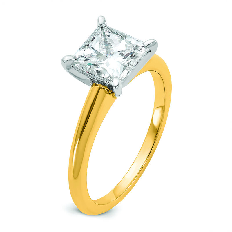 Princess-Cut 2ct. FGH VS SI Certified Lab Grown Solitaire Engagement Ring in 14k Yellow Gold image number null