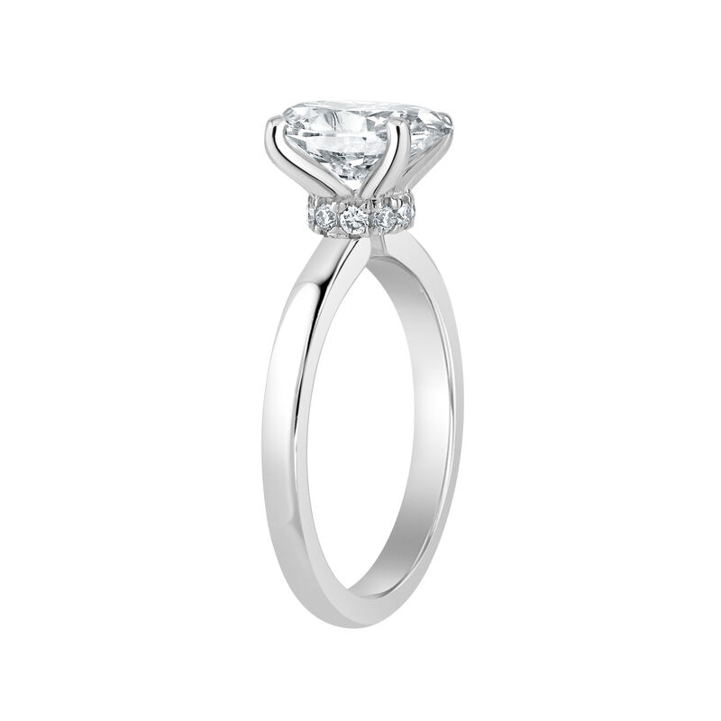 Oval-Cut Lab Grown 2 1/2ct. EF VS Diamond Ribbon Halo Solitaire Engagement Ring in 14k White Gold image number null