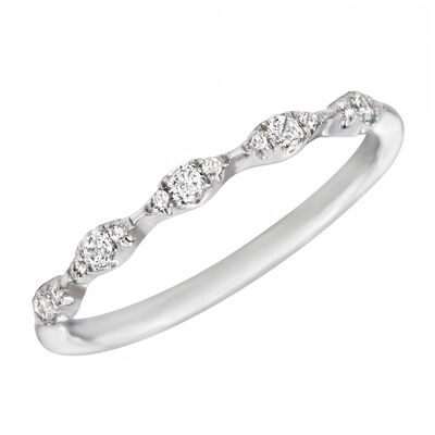 Brilliant-Cut .15ctw. Diamond Three-Stone Station Stackable Ring in 10k White Gold