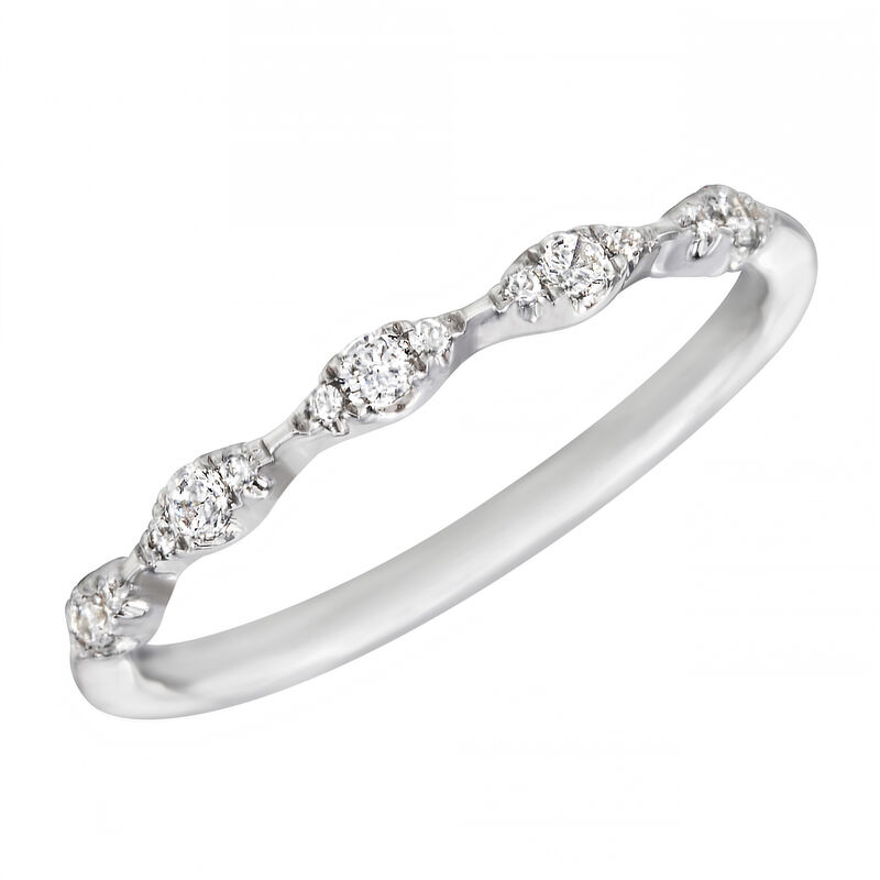 Brilliant-Cut .15ctw. Diamond Three-Stone Station Stackable Ring in 10k White Gold image number null