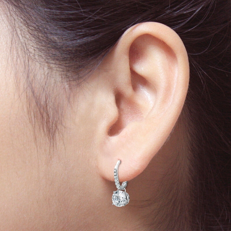 Diamond 1½ctw. 4-Prong Round Drop Earrings in 14k White Gold VS2 Clarity image number null