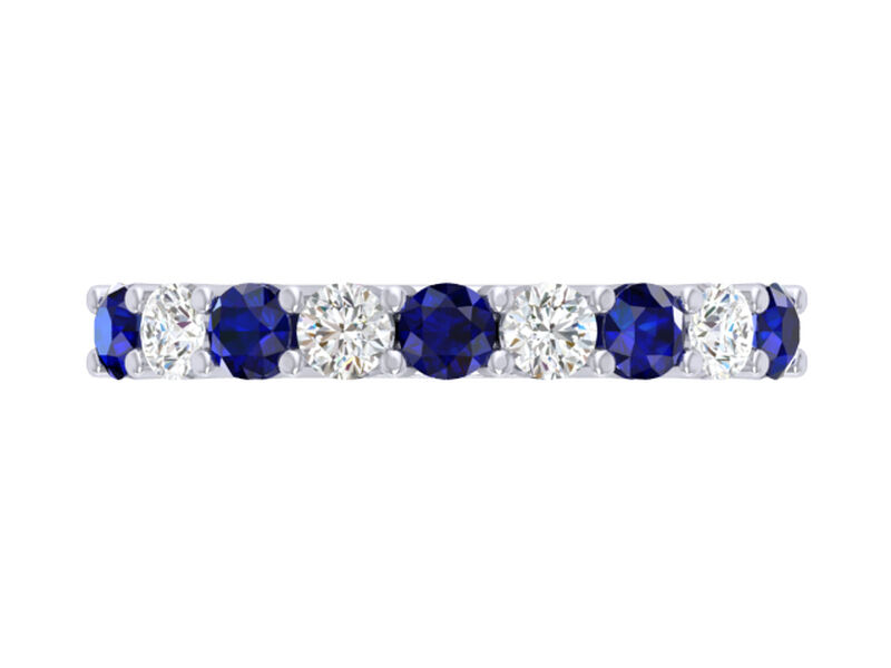 Brilliant-Cut Sapphire & Lab Grown Diamond Alternating Band in 10k White Gold image number null