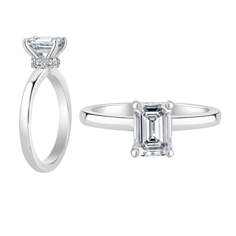 Emerald-Cut 1 1/2ct. Ribbon Halo Lab Grown FG VS Diamond Engagement Ring Setting in 14k White Gold image number null