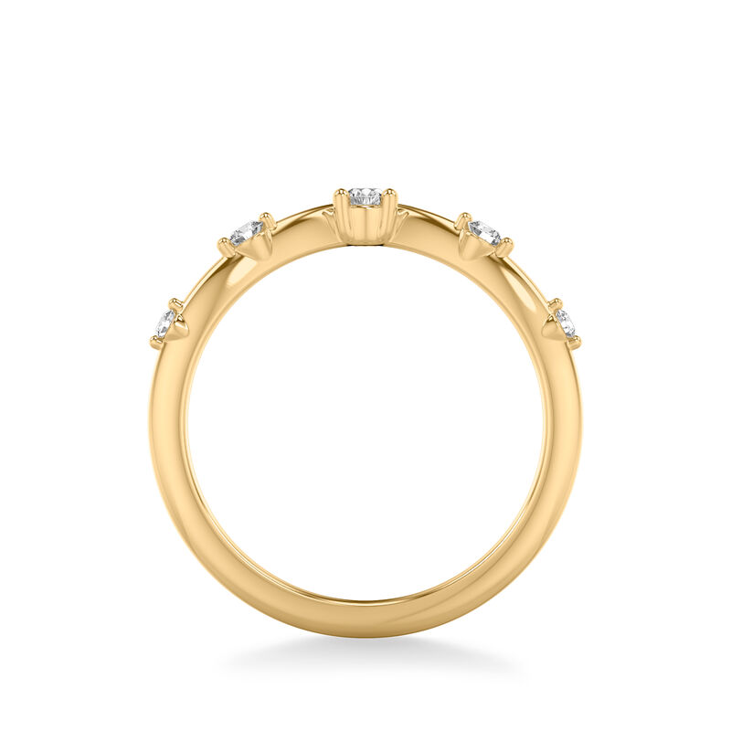 Haley. ArtCarved .09ctw. Brilliant & Pear-Shaped Diamond Wedding Band in 14k Yellow Gold image number null