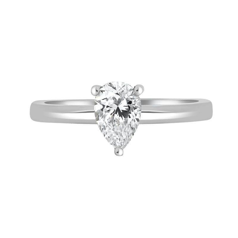 Pear-Shaped Lab Grown 1ct. FG VS Diamond Hidden Halo Solitaire Engagement Ring in 14k White Gold image number null