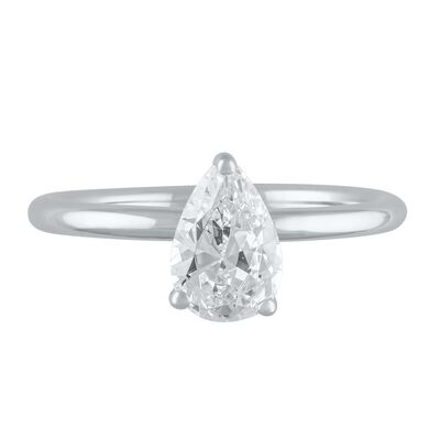 Pear-Shaped Lab Grown 1ctw. Diamond Solitaire Engagement Ring in 14k White Gold