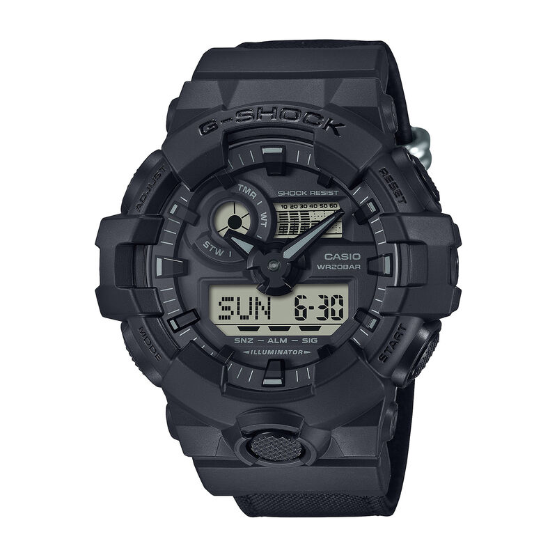 G-Shock Men's Analog-Digital Black Resin and Cloth Watch GA700BCE-1A image number null