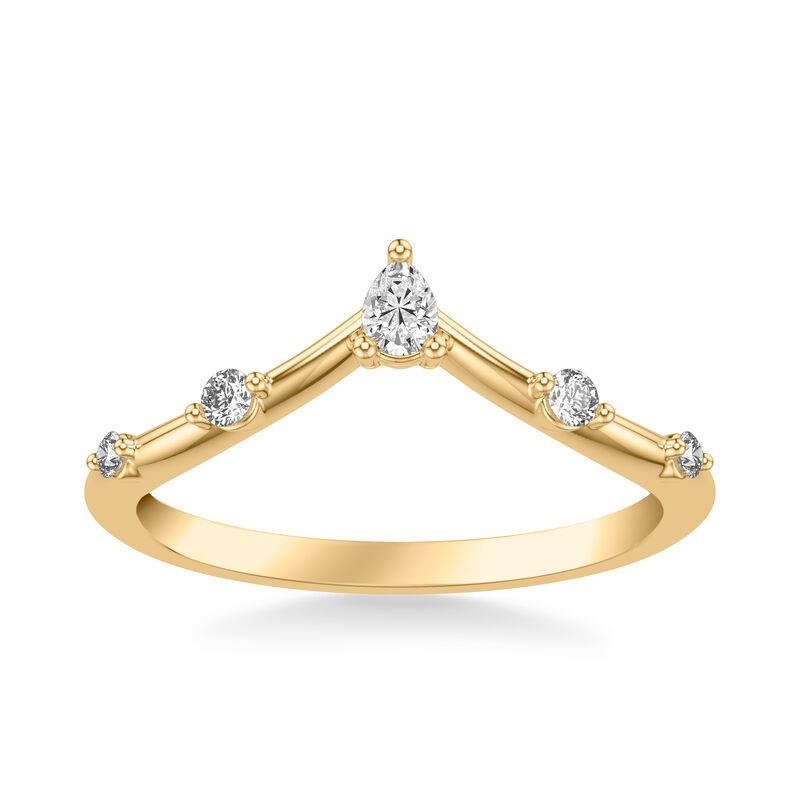 Haley. ArtCarved .09ctw. Brilliant & Pear-Shaped Diamond Wedding Band in 14k Yellow Gold image number null