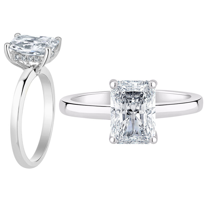 Radiant-Cut Lab Grown 1 1/2ct. FG VS Diamond Hidden Halo Solitaire Engagement Ring in 14k White Gold image number null