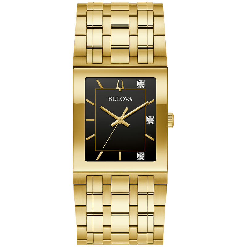 Bulova Men's Gold Plated Stainless Steel Marc Anthony Quadra Diamond Watch 97D132