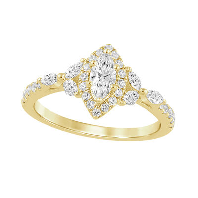 Marquise-Cut 7/8ctw. Diamond Halo Naturally Yours Marquise & Brilliant-Cut accents in 14k Yellow Gold