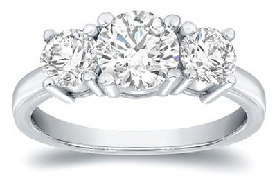 Lab Grown 3ctw. Diamond Three-Stone Engagement Ring in 14k White Gold