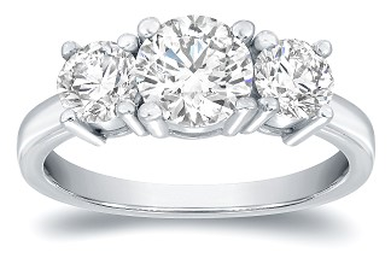 Lab Grown 3ctw. Diamond Three-Stone Engagement Ring in 14k White Gold image number null