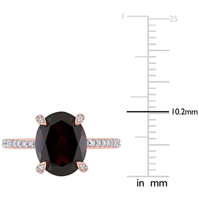 Oval-Cut Garnet and Diamond Ring in 10k Rose Gold image number null