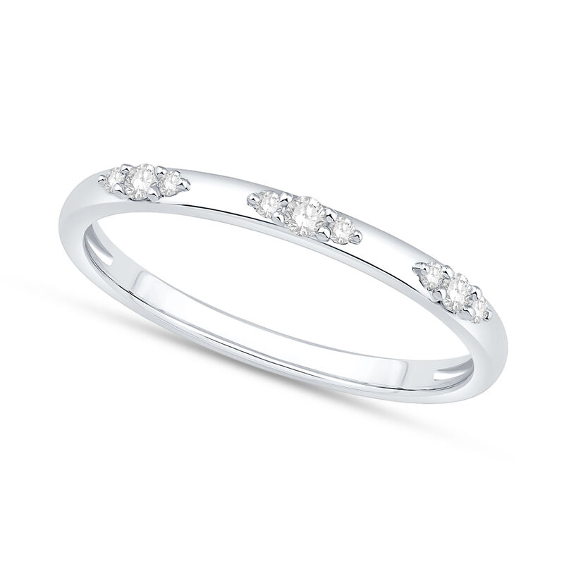 Brilliant-Cut 1/10ctw. Diamond Three Stone Distance Band in 10k White Gold image number null