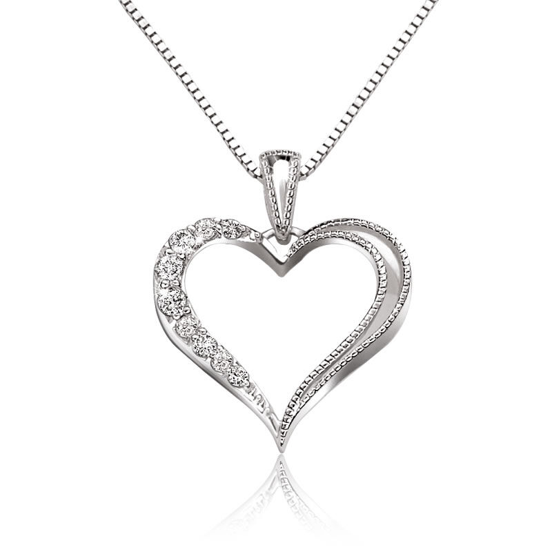 Diamond Heart Pendant in Sterling Silver image number null