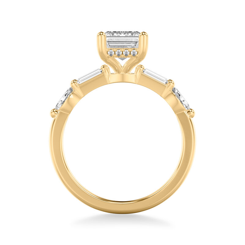 Morgan. ArtCarved Emerald-Cut Engagement Ring Setting in 14k Yellow Gold image number null